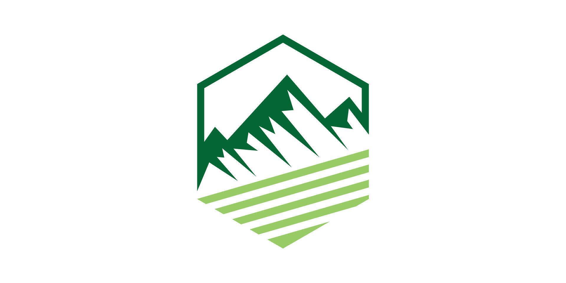 mountain logo design with hexagons, agriculture, logo design icon, , symbol, creative idea. vector