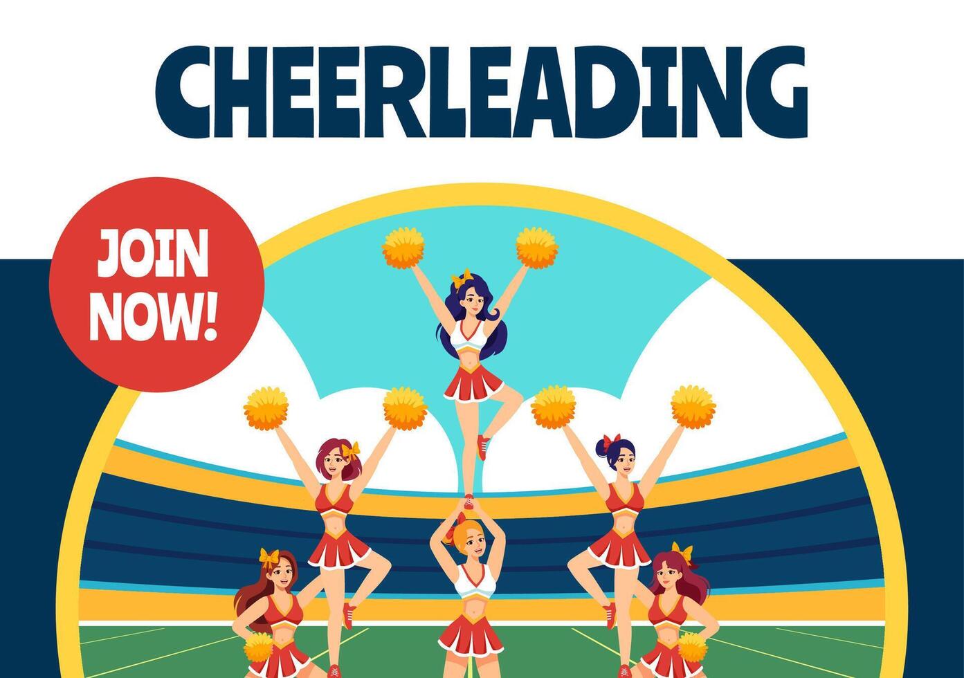Cheerleading Social Media Background Illustration Flat Cartoon Hand Drawn Templates vector