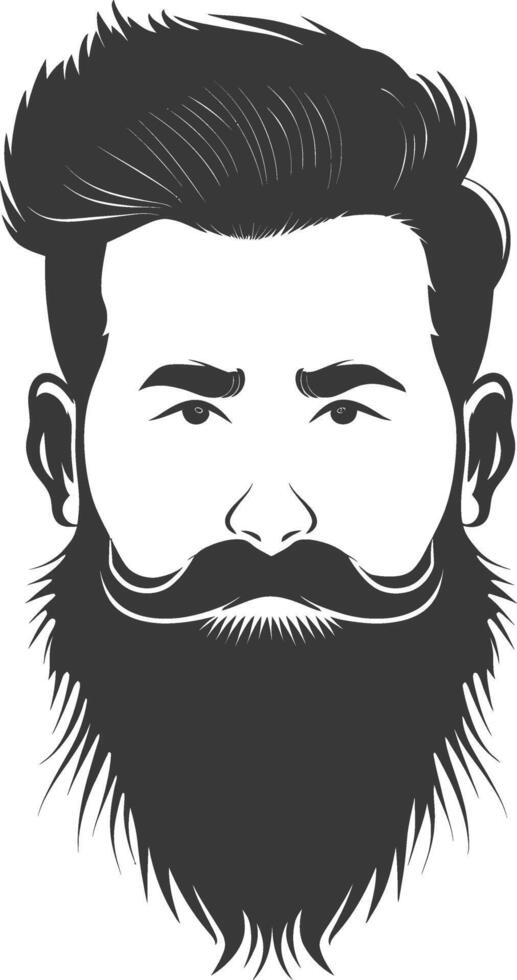 Silhouette beard hair mustache man only black color only vector