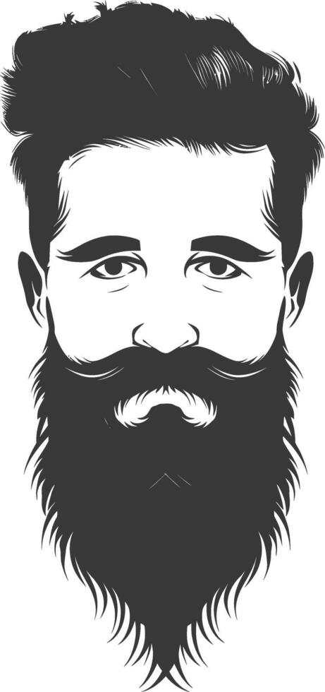 Silhouette beard hair mustache man only black color only vector