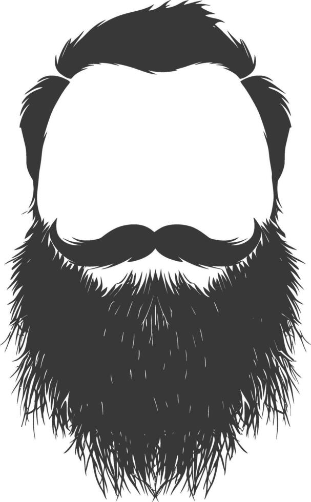 Silhouette beard hair mustache man only black color only vector