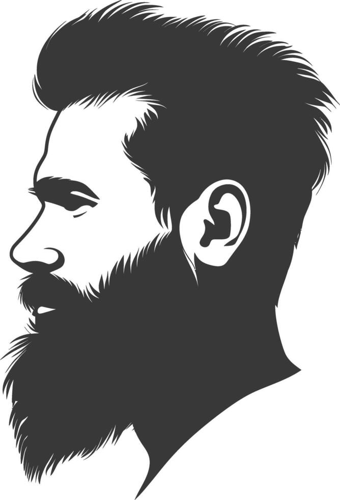 Silhouette beard hair mustache man only black color only vector