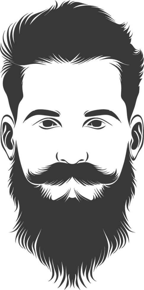 Silhouette beard hair mustache man only black color only vector