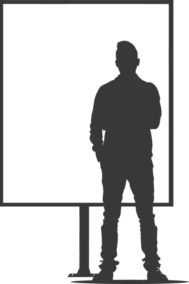 Silhouette blank billboard full body black color only vector