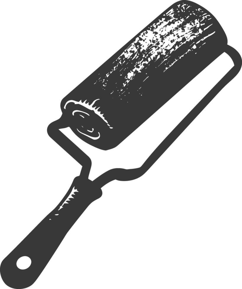 Silhouette paint roller black color only vector