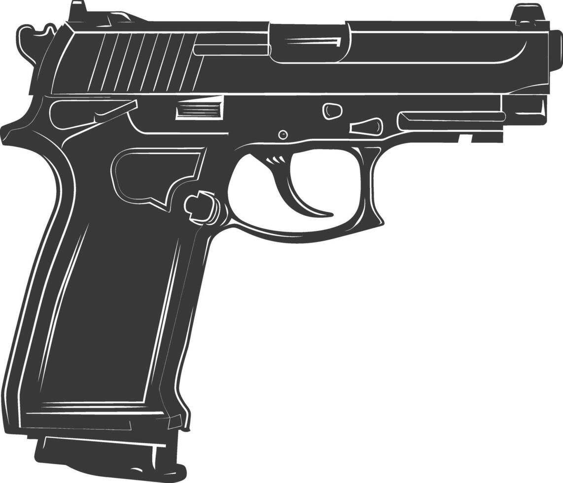 Silhouette Pistol gun military weapon black color only vector