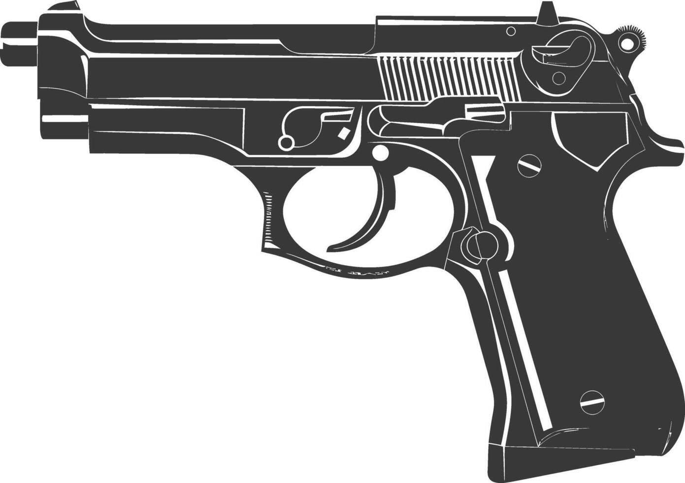 Silhouette Pistol gun military weapon black color only vector