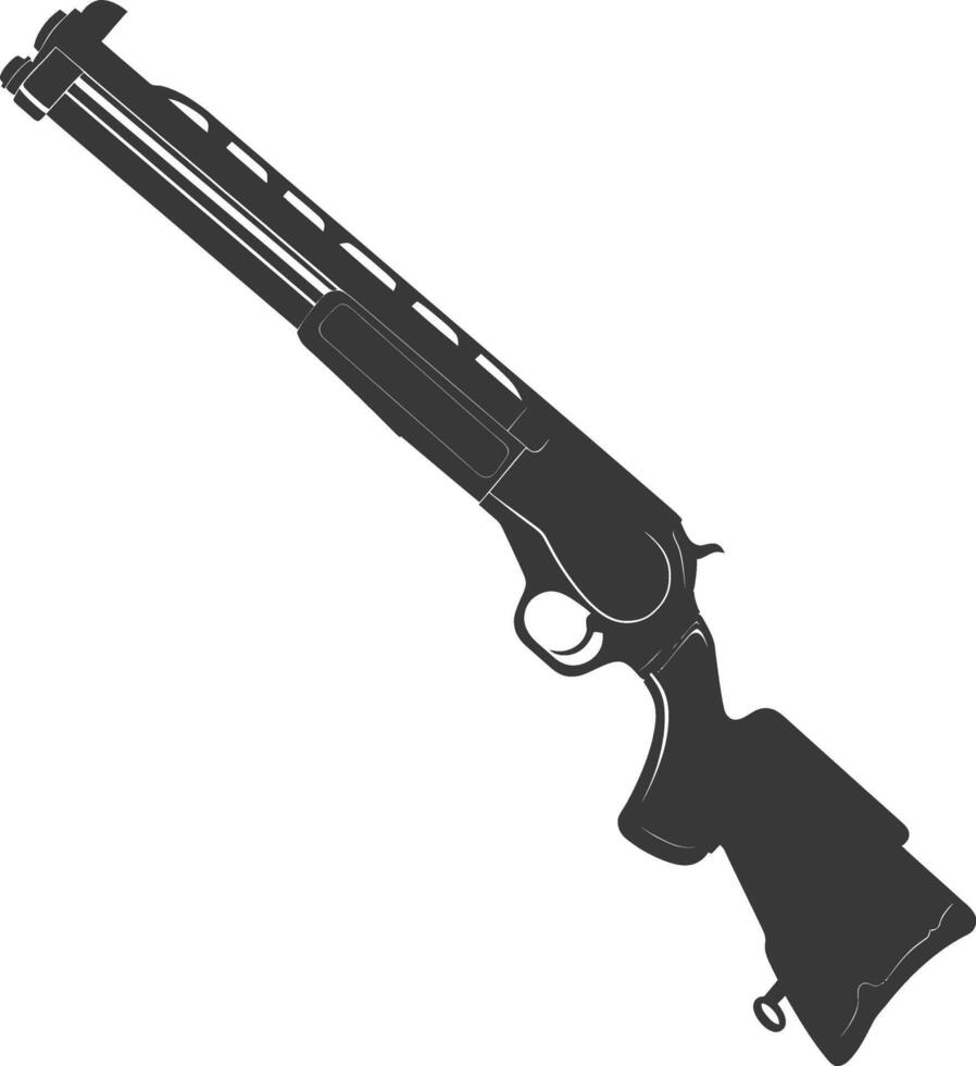 Silhouette shotgun gun military weapon black color only vector