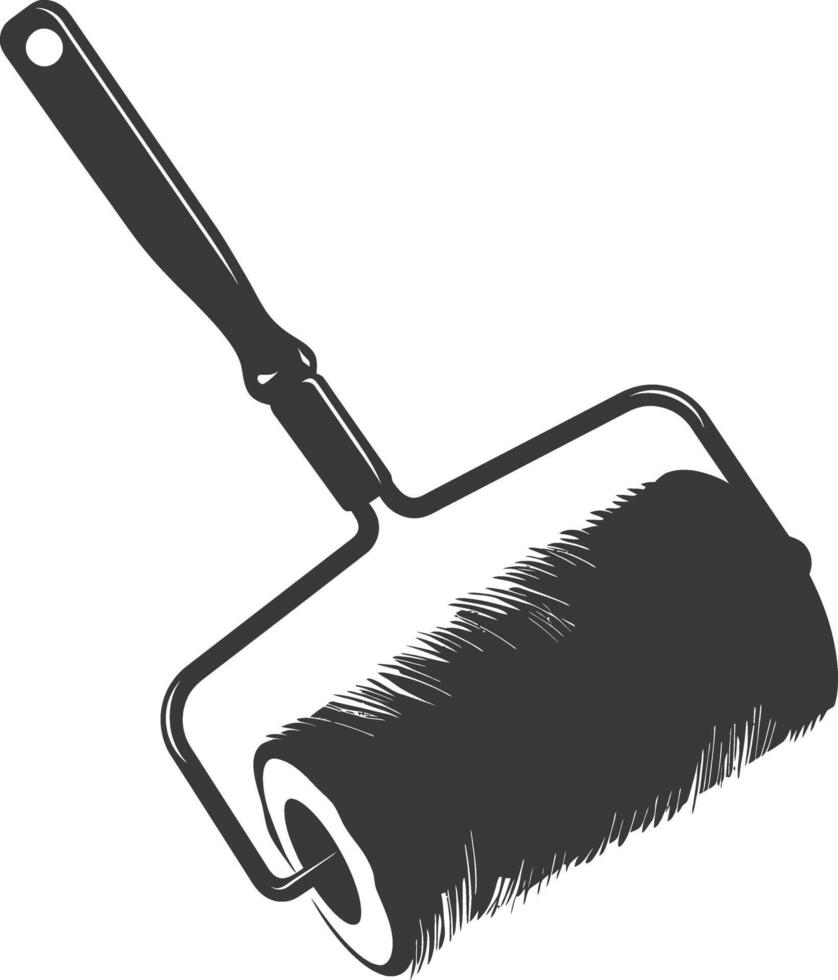 Silhouette paint roller black color only vector
