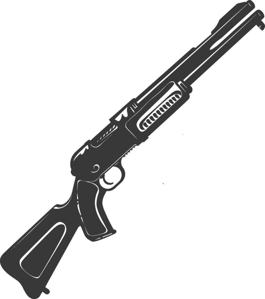 Silhouette shotgun gun military weapon black color only vector