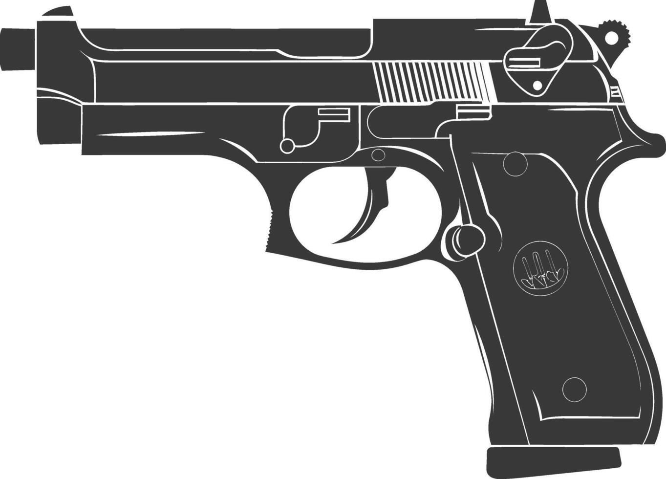 Silhouette Pistol gun military weapon black color only vector