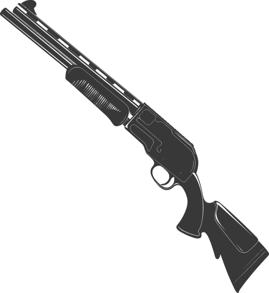 Silhouette shotgun gun military weapon black color only vector