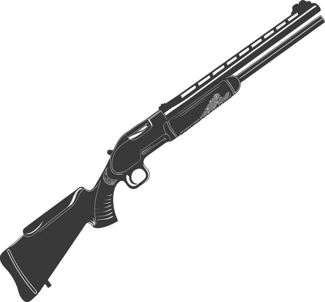 Silhouette shotgun gun military weapon black color only vector