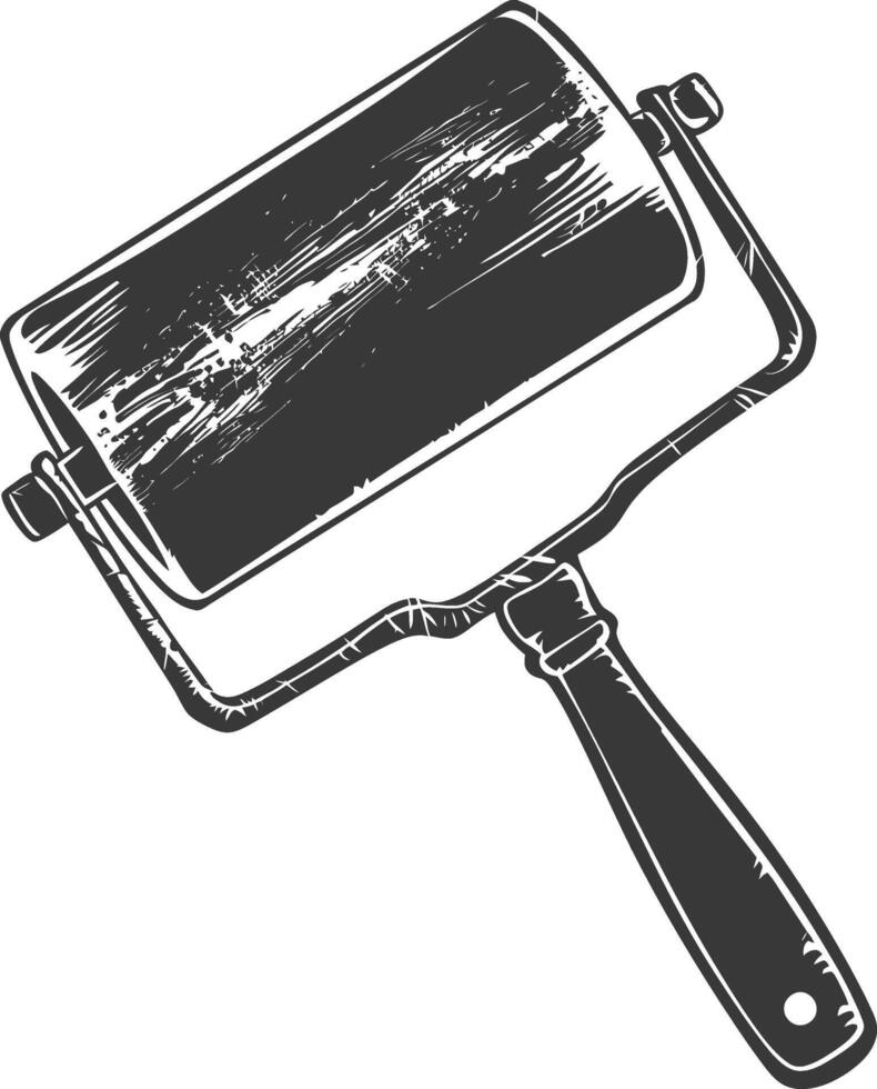 Silhouette paint roller black color only vector