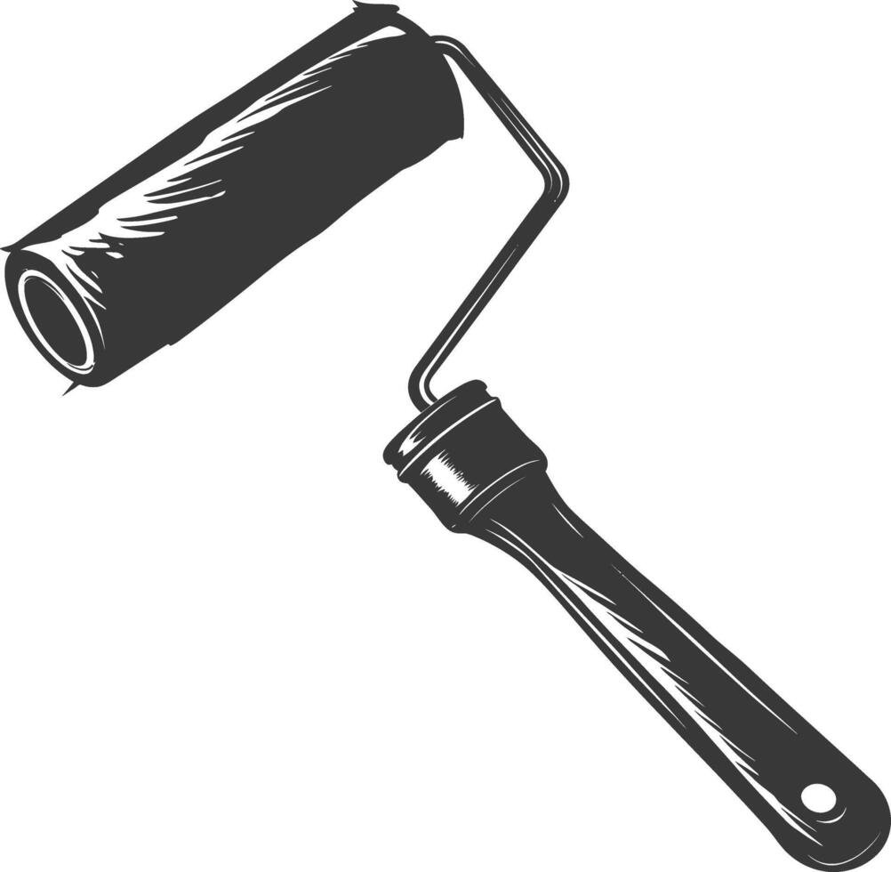 Silhouette paint roller black color only vector