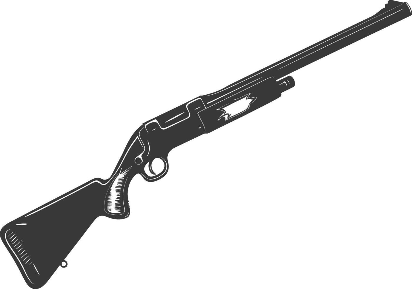 Silhouette shotgun gun military weapon black color only vector