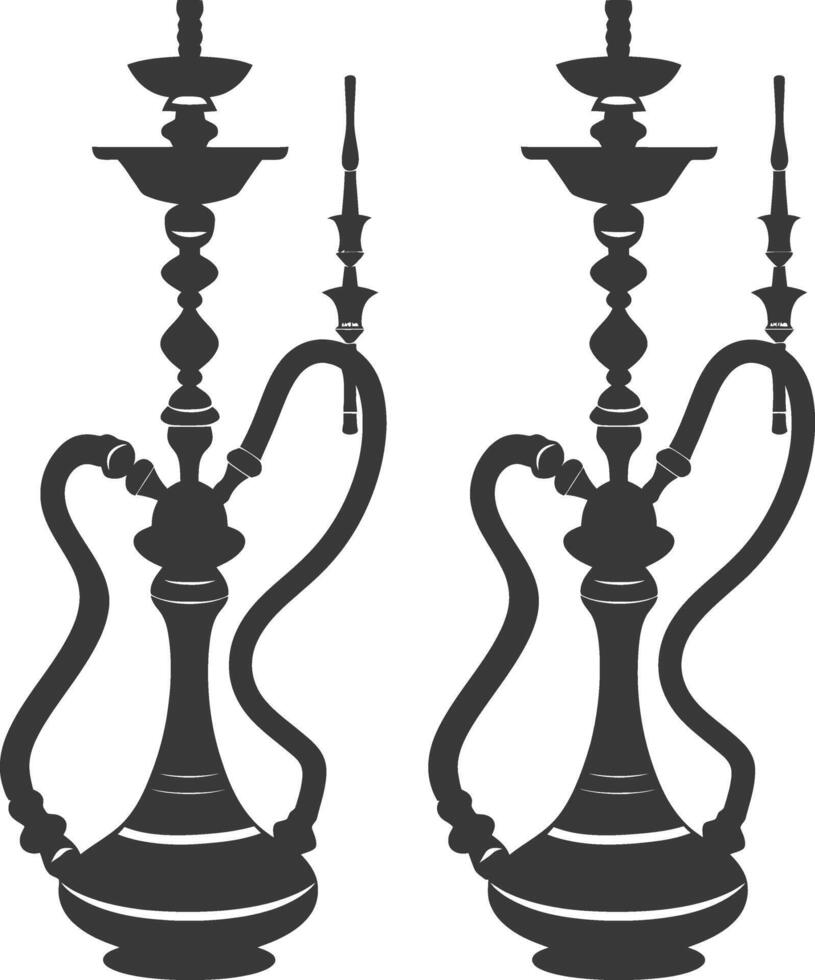 Silhouette Turkish Hookahs black color only vector