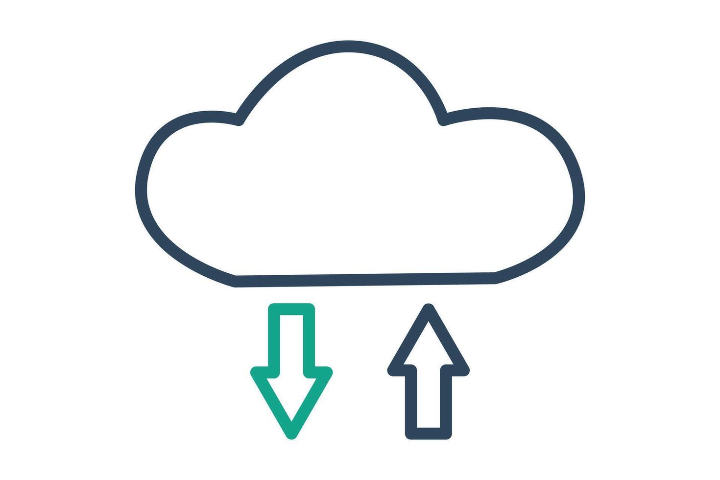 cloud download icon. cloud with arrow. icon related to information technology. line icon style. technology element illustration vector