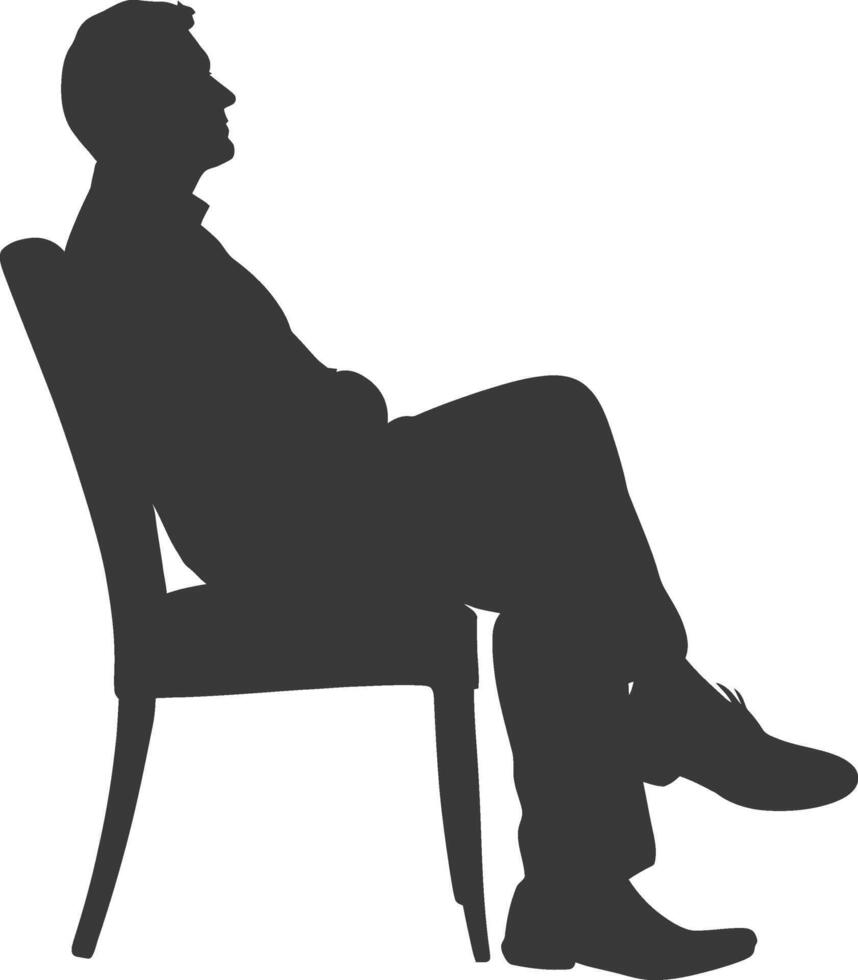 Silhouette man sitting in the chair black color only vector