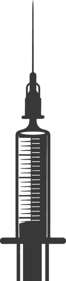 Silhouette medical syringe black color only vector
