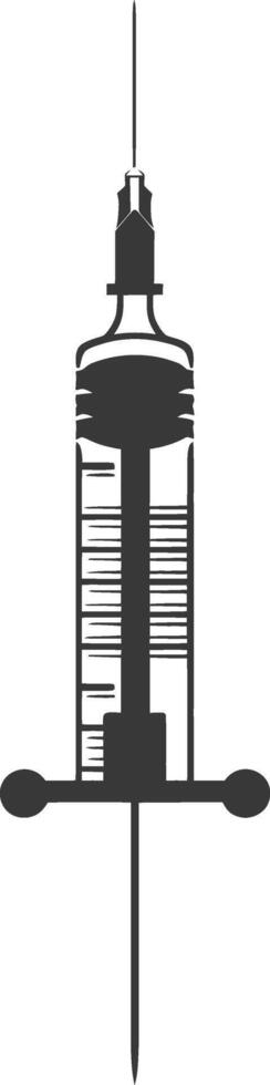 Silhouette medical syringe black color only vector