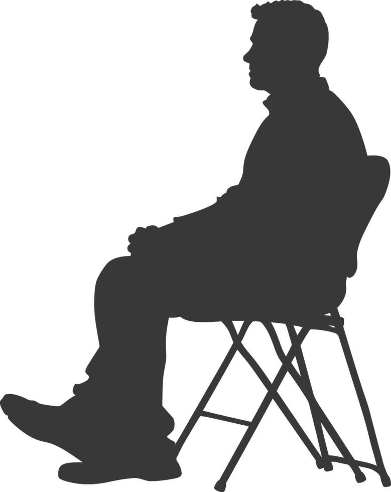 Silhouette man sitting in the chair black color only vector