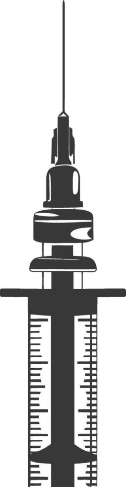Silhouette medical syringe black color only vector