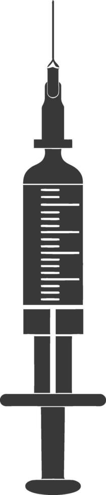Silhouette medical syringe black color only vector