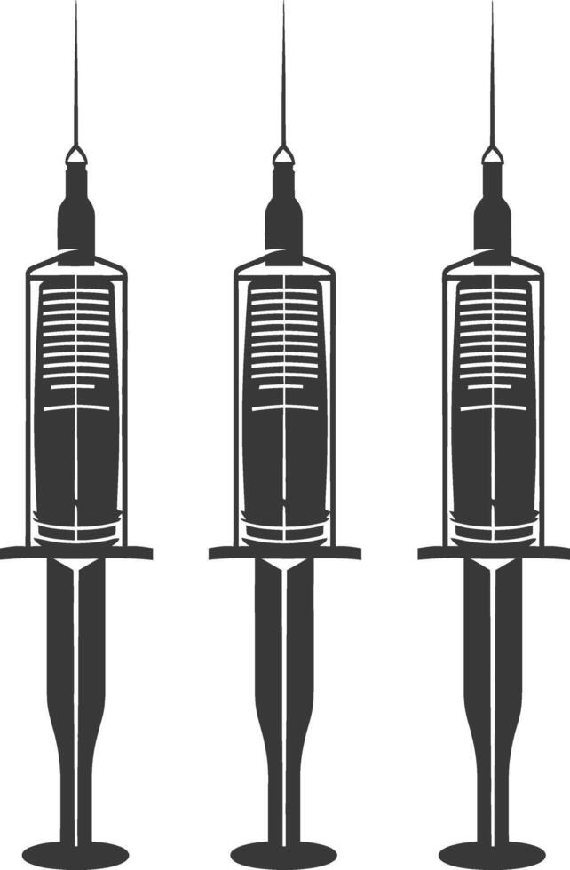 Silhouette medical syringe black color only vector