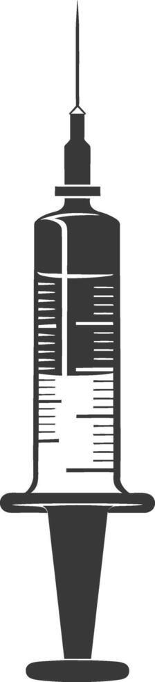 Silhouette medical syringe black color only vector