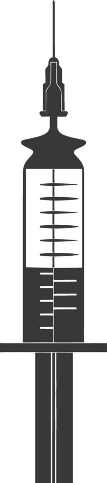 Silhouette medical syringe black color only vector