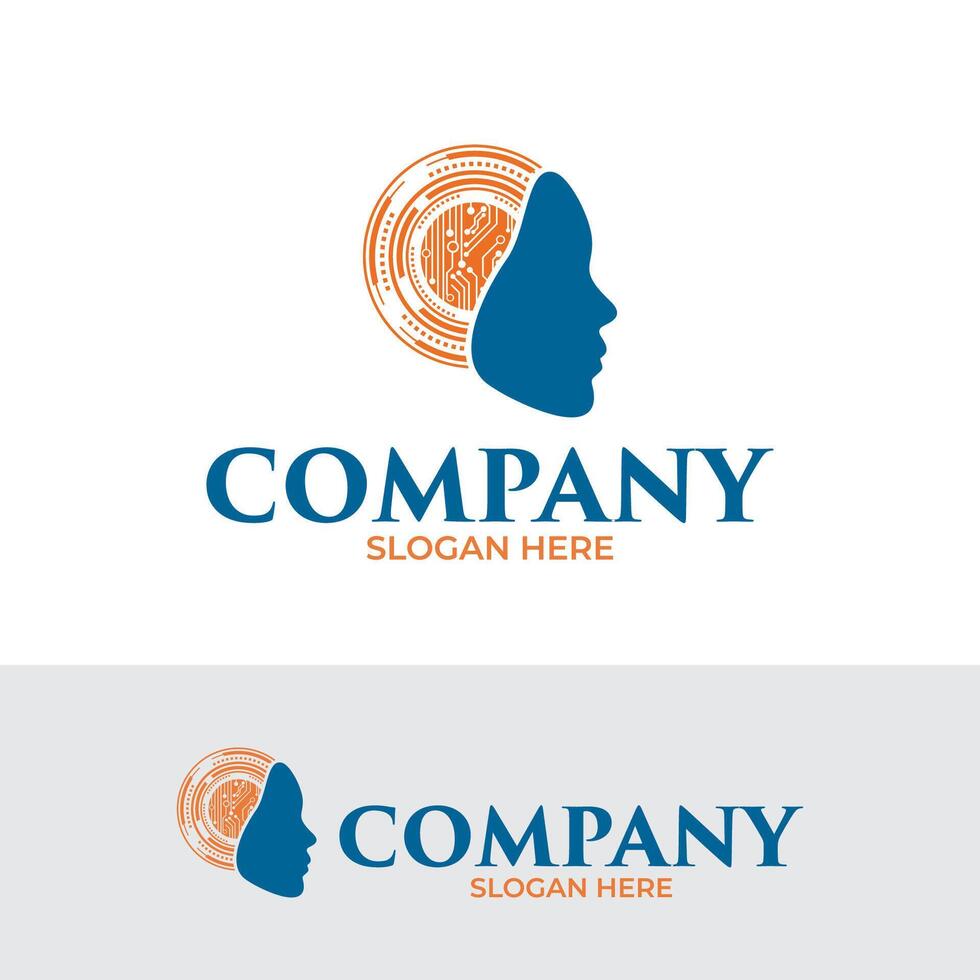 Human technology logo design, perfect for tech firms, software developers, IT consulting, and digital agencies. vector