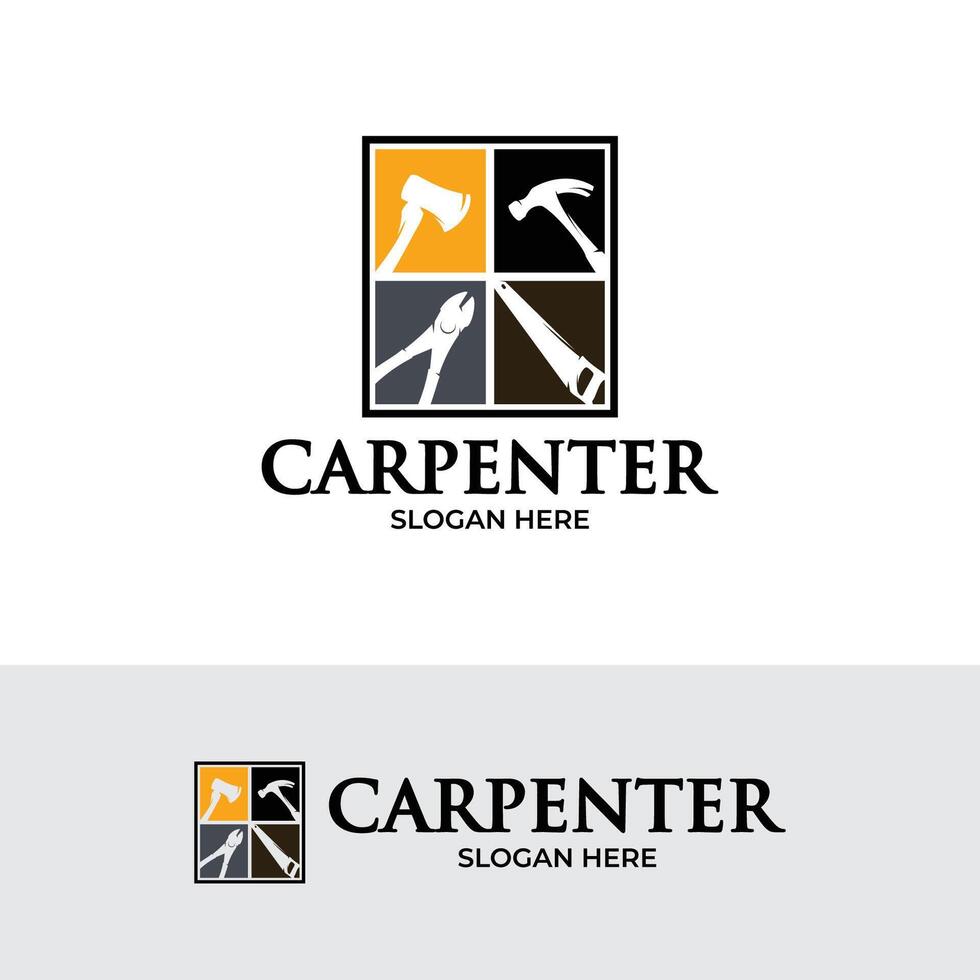 Silhouette of carpenter logo design template vector