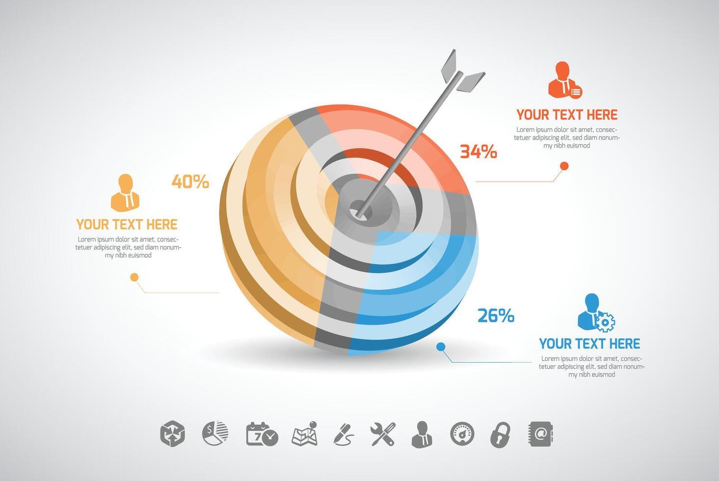 Target Success Infographic template for business. vector
