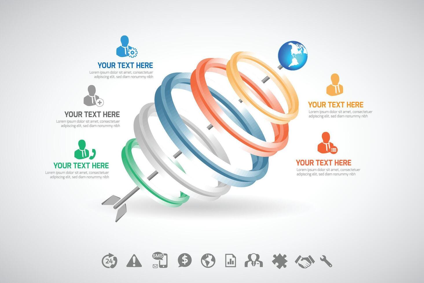 Target Success Infographic template for business. vector