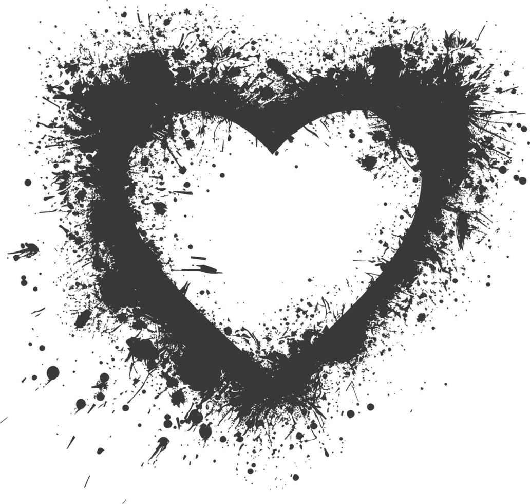 Silhouette Stencil frame dirty texture hearth border black color only vector
