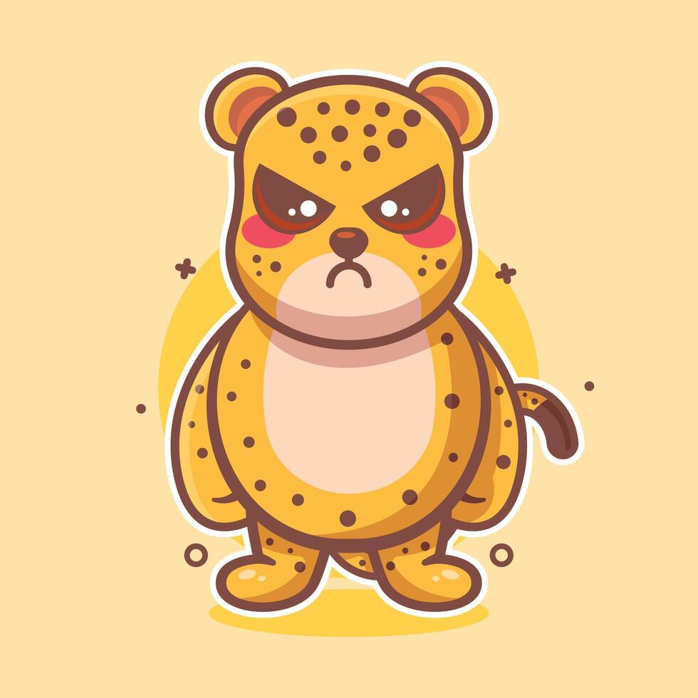 serious cheetah animal character mascot with angry expression isolated cartoon vector