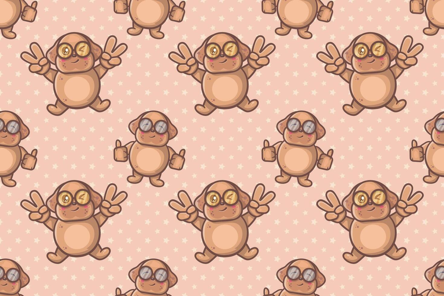 cheerful dog animal character seamless pattern illustration vector