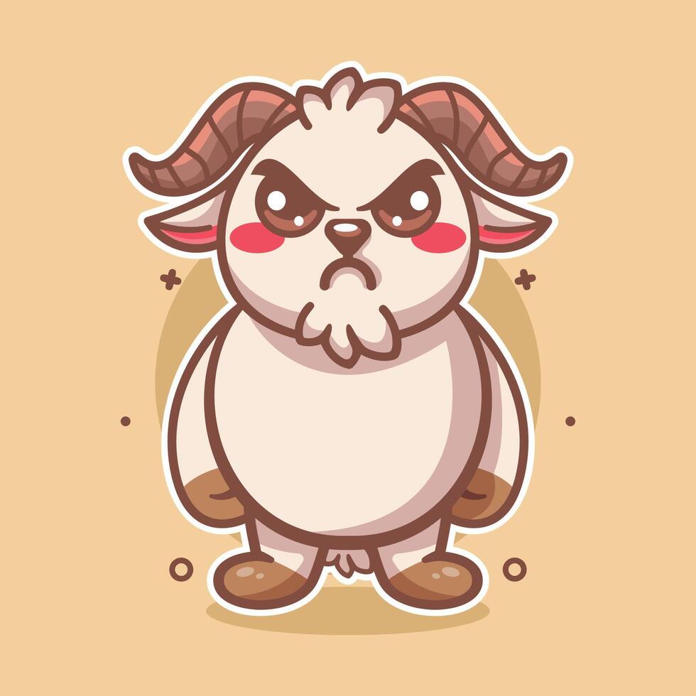 serious goat animal character mascot with angry expression isolated cartoon vector
