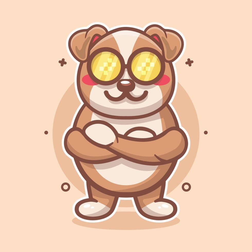 cool bulldog animal character mascot with crossed arms isolated cartoon in flat style design vector