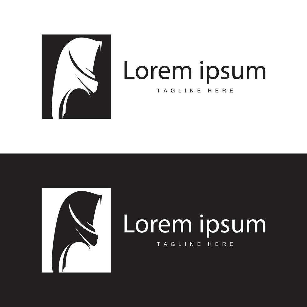 Simple Muslim clothing hijab logo design minimalist black silhouette vector