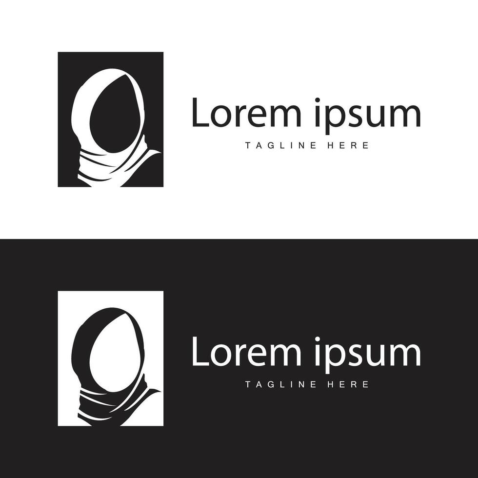 Simple Muslim clothing hijab logo design minimalist black silhouette vector