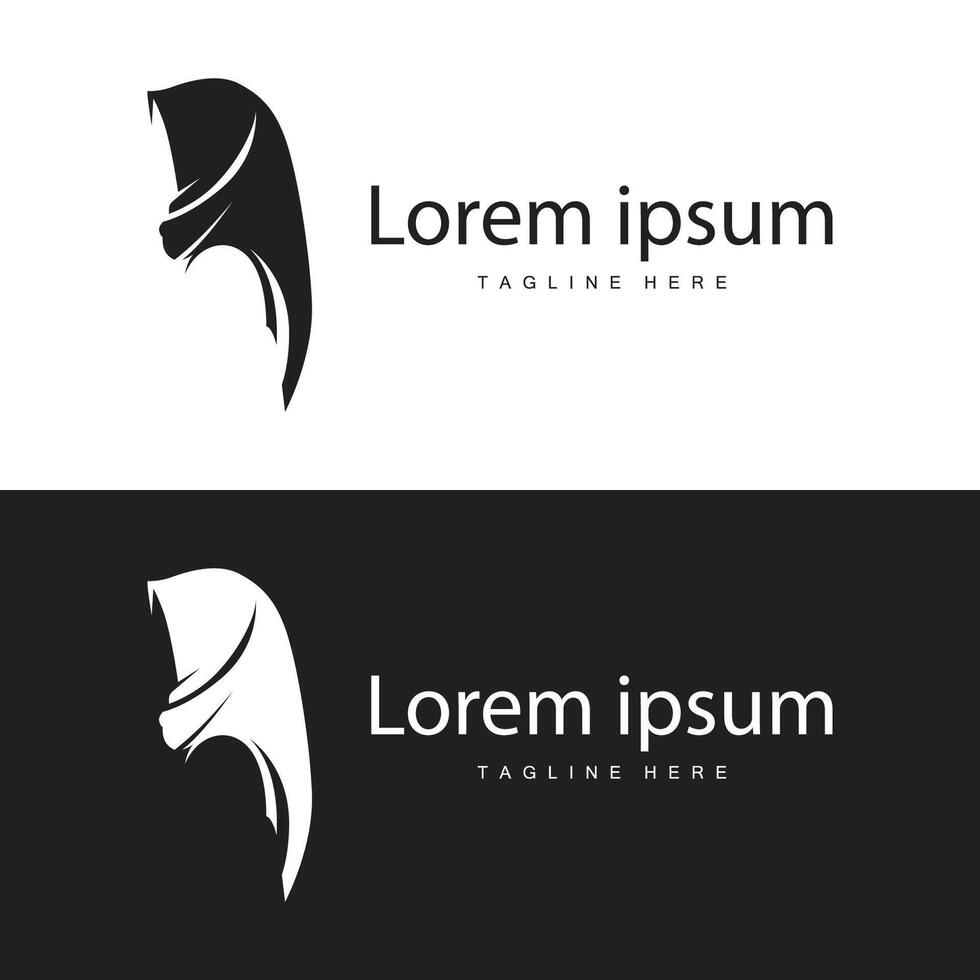 Simple Muslim clothing hijab logo design minimalist black silhouette vector