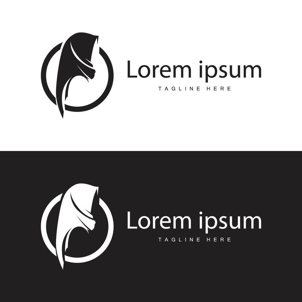 Simple Muslim clothing hijab logo design minimalist black silhouette vector