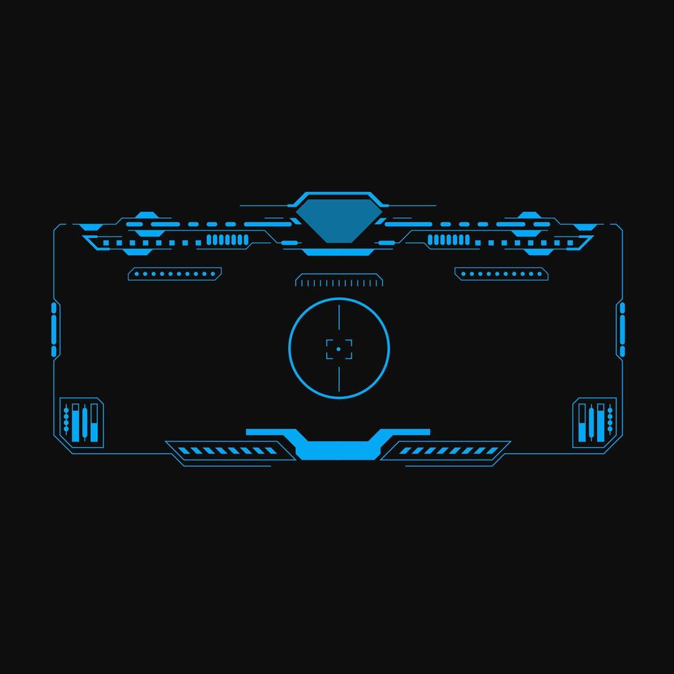 HUD Futuristic Elements Automatic Target Scan User Screen Interface . Virtual Abstract Scifi Crosshair Game Control Monitor Panel. vector