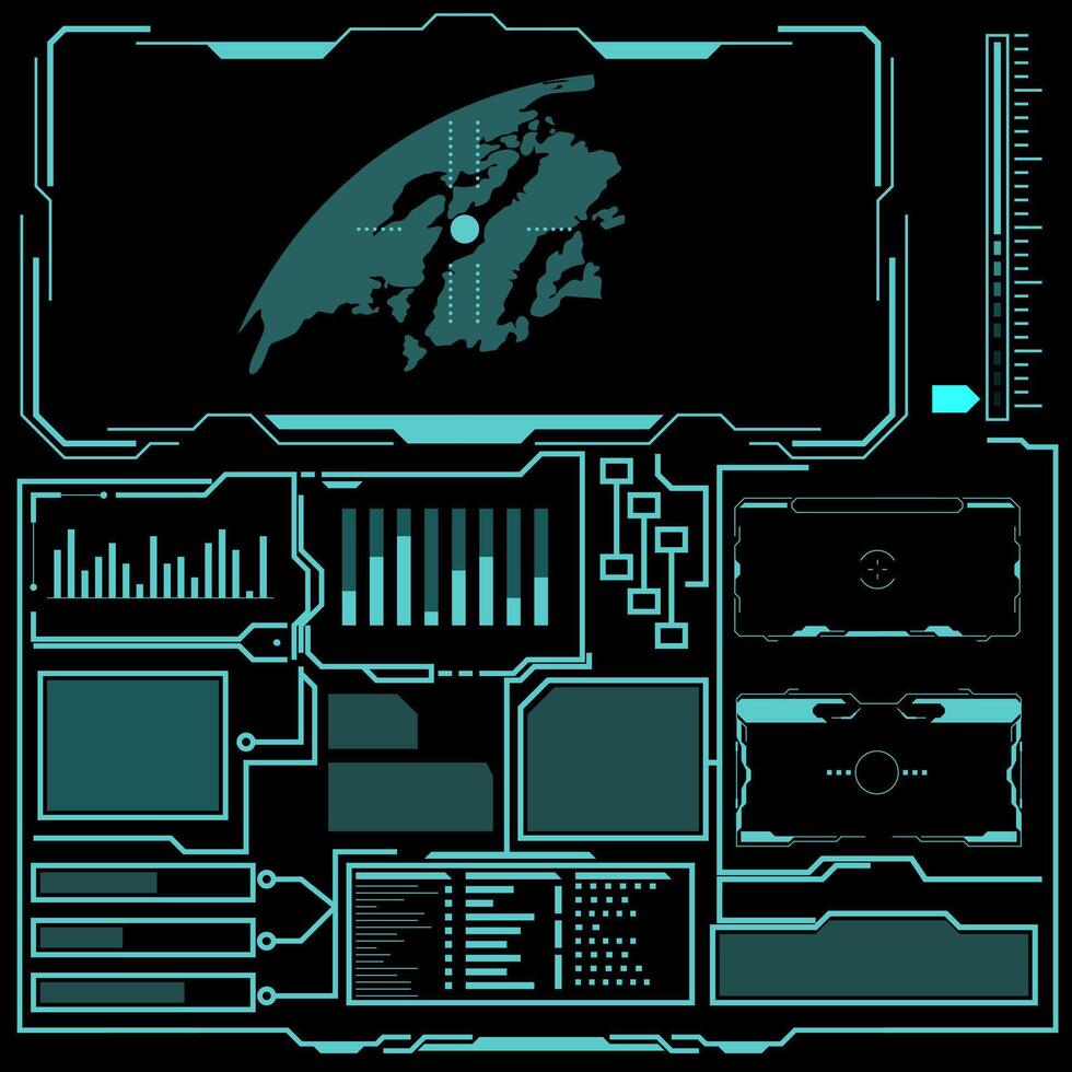 Abstract technology hud futuristic interface control panel, design. Control panel abstract Technology black background, vector