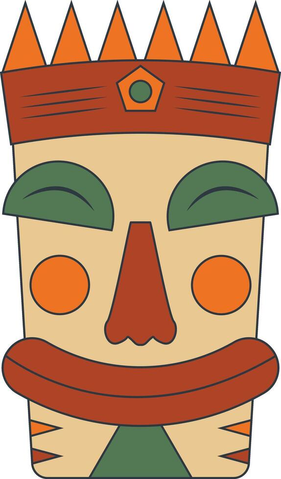 Hawaiian Tiki Mask in Flat Design. Isolated Illustration vector