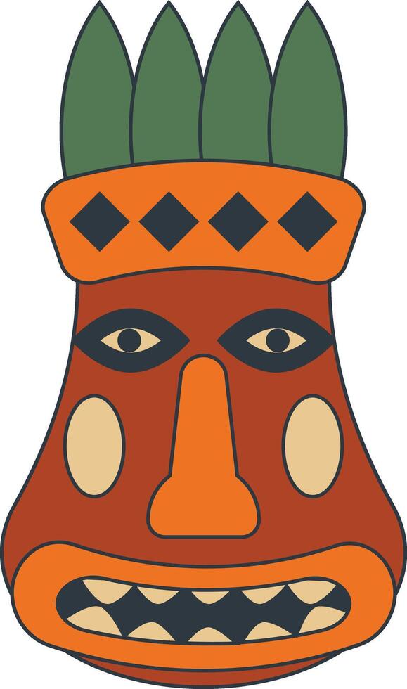 Hawaiian Tiki Mask in Flat Design. Isolated Illustration vector