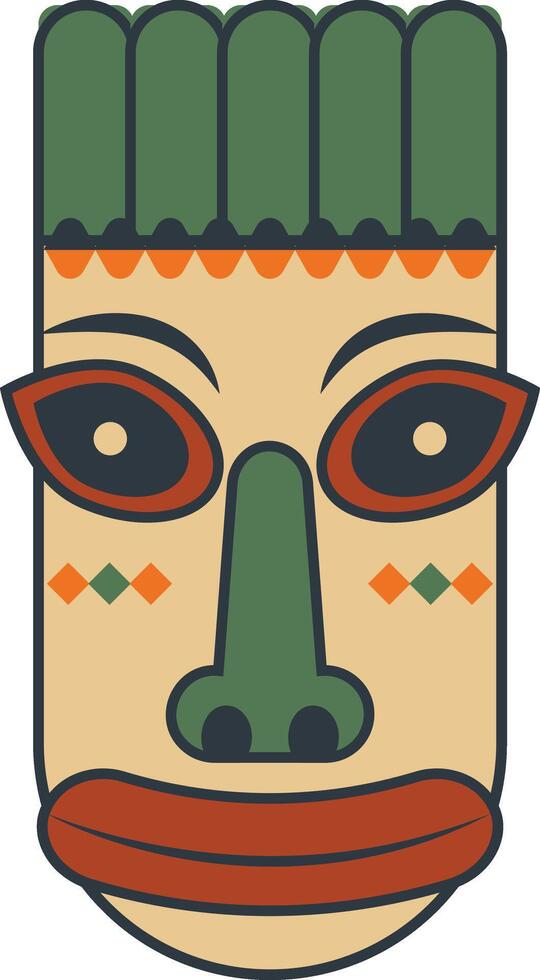 Hawaiian Tiki Mask in Flat Design. Isolated Illustration vector