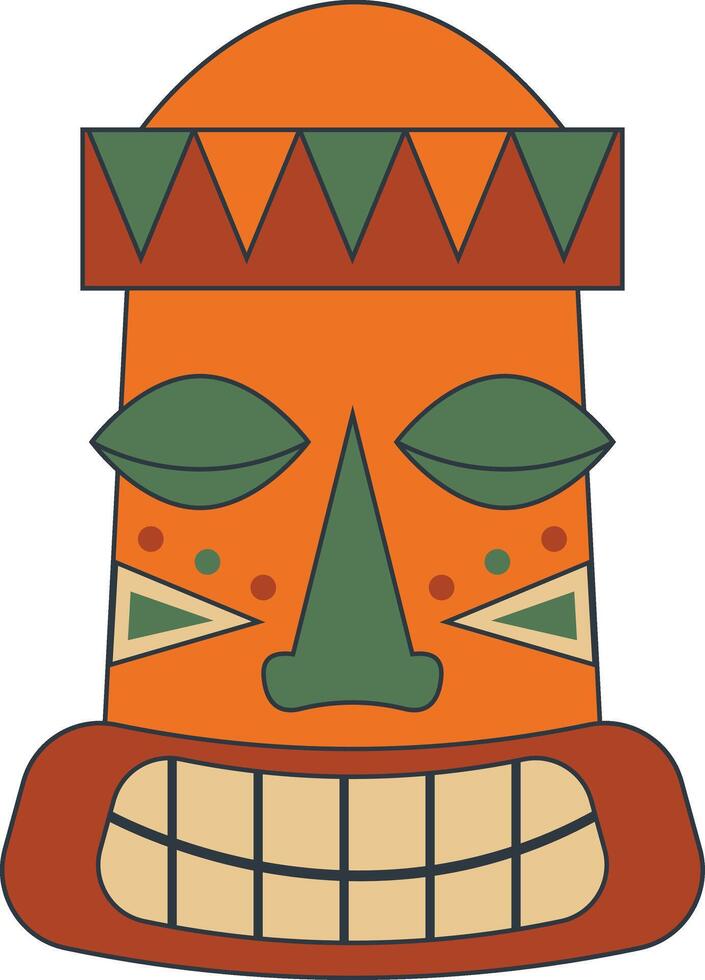 Hawaiian Tiki Mask in Flat Design. Isolated Illustration vector